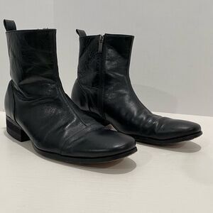Shane Shawn Boardroom Rockstars Men's Black Leather Boots Size 8